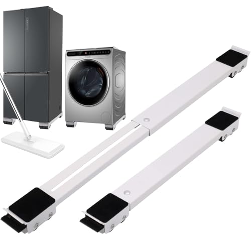 La Mejor Recopilación de Base Con Ruedas para Lavadora los más solicitados. 41 650KG Carga Grande - JYYBN Base Retráctil para Lavadora con Ruedas, Soporte para Lavadora Refrigerador Muebles, 46-71 cm Extensible, 24 Ruedas Reforzadas de Carga (Blanco)