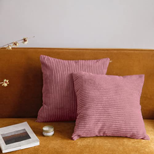 Image of Pagnanno. Set of 2 Soft Velvet Cushion Covers 45x45cm(18x18 Inches) Corduroy Throw Pillowcases Cushion Covers for Chairs,living room,bedroom with Invisible Zipper (18"x18" (Pack of 2), Blush Pink)