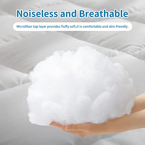Yinlnpaul King Quilted Fitted Mattress Pad King Size Cooling Mattress Topper Soft Breathable Mattress Protector Mattress Cover (King, White) #TOP3