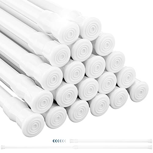 20 Pcs Spring Tension Curtain Rods Adjustable Loaded Curtain Rods Steel Expandable Shower Rod Closet Rod Window Rods For Bathroom Kitchen Cupboard Bars, 0.51 Inch Diameter (White, 28-47 In) #TOP24