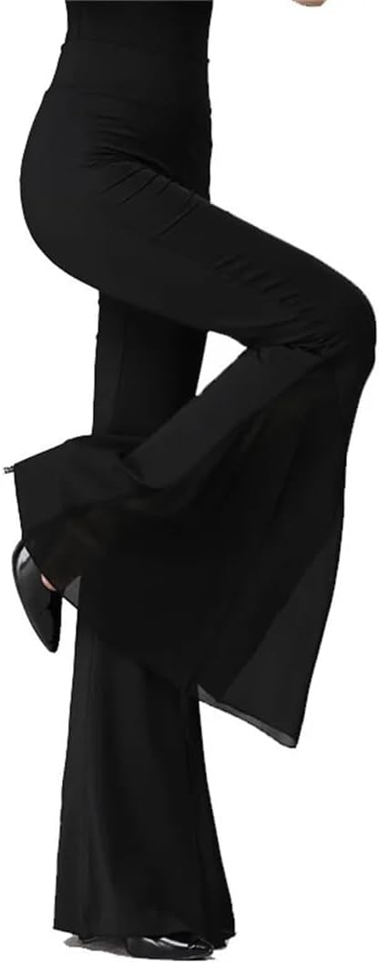 Women Elegant Wide Leg Trousers Flared Pants Dance Pants Practice Dance Performance Costume