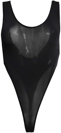 LinvMe Womens Sexy See Through High Cut Bodysuit Thong Leotard Sleeveless Lingerie