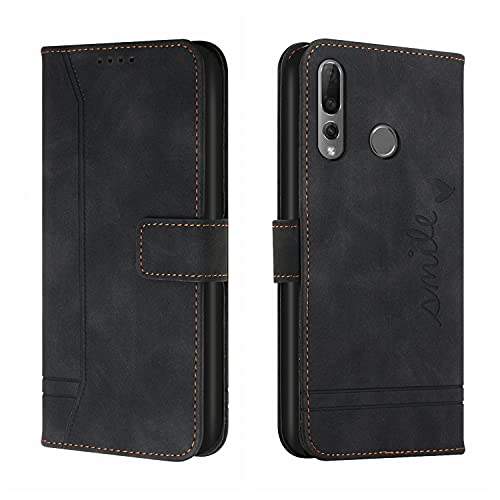QIWEIQING Kompatibel für Huawei P Smart Z Hülle Premium Leder PU Handyhülle Flip Hülle Wallet Lederhülle Klapphülle Klappbar Schutzhülle für Huawei P Smart Z/Honor 9X Tasche Black HX