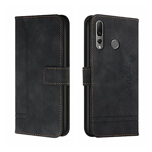 Bravoday Hülle für Huawei P Smart Z / Y9 Prime 2019, PU Ledertasche Handyhülle Flip Schutzhülle Kompatibel mit Huawei Honor 9X / Enjoy 10 Plus, mit Kartenfäch & Kickstand, Schwarz