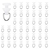 KSJEHW 100 Pezzi Ganci per Tende Scorrevoli, Rullini per Binario Tenda in Plastica e Metallo, Gancini per Tende da Sole e Finestre, Accessori per Tende Casa e Hotel, Lunghezza 25mm, Bianco