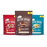 Active Shake de XLS - Batido sustitutivo de comidas, sabor chocolate con menos de 231 calorías, 22g de proteínas sin gluten, 23 vitaminas y minerales + Batido sabor vainilla + Batido sabor fresa