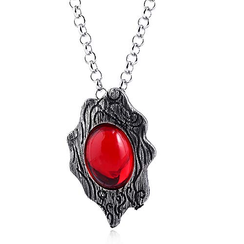 DUNHAO COS Anime Red Crystal Pendant Necklace Amulet Gift for Men and Women Halloween Cosplay Accessory