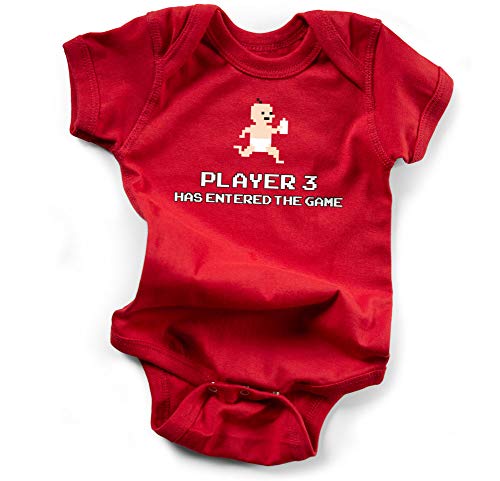 WRYBABY Funny Baby Bodysuit | Player 3 Has Entered The Game | Red, 6-12M