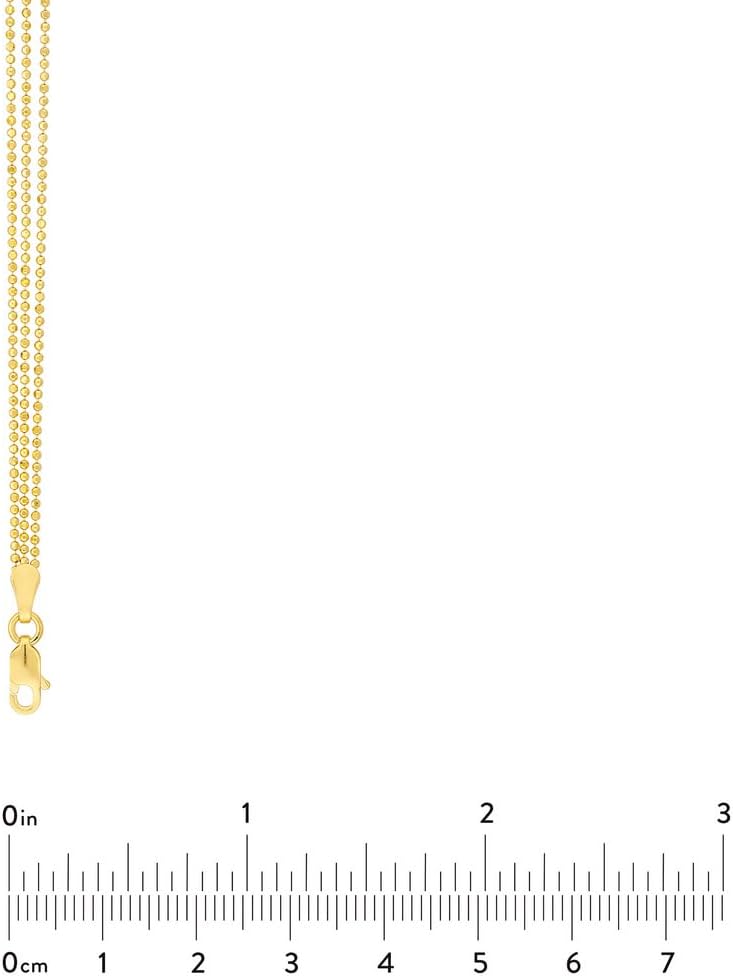 JewelryWeb 14k Yellow Gold Triple Strand Bead Chain Necklace Adjustable Necklace 18 Inch Strand Necklace for Women and Men