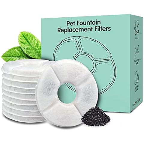 Noodoky 10-Pack Replacement Filters for Cat Water Fountain | Pet Water Fountain Filters | Activated Carbon Filters for 81oz/2.4L Pet Fountain | Not for Catit Cover