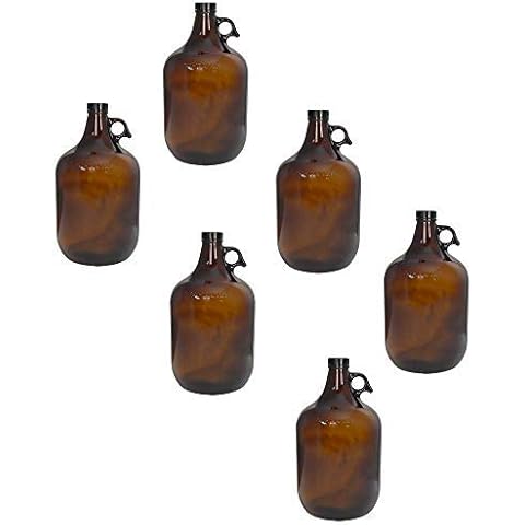 C-Store Packaging 1 Gallon (128oz) Amber Glass Jug With 38mm Cap | Pack of 6 | FAST SAME DAY SHIPPING Cover