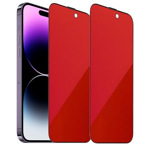 BWEDXEZ 2 Pack Anti-Blue Privacy Tempered Glass for iPhone 14 Pro Max / 15 Plus / 16 Plus Anti-Spy Screen Protector Film Gradient Colorful 6.7 inch
