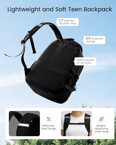 LOVEVOOK School Backpack for Teen Girls & Women, 35L Large Laptop Backpack with 40oz Water Bottle Pocket, Waterproof Cute College Bookbag, Student Backpack for Middle High School Travel Work Black — view 4