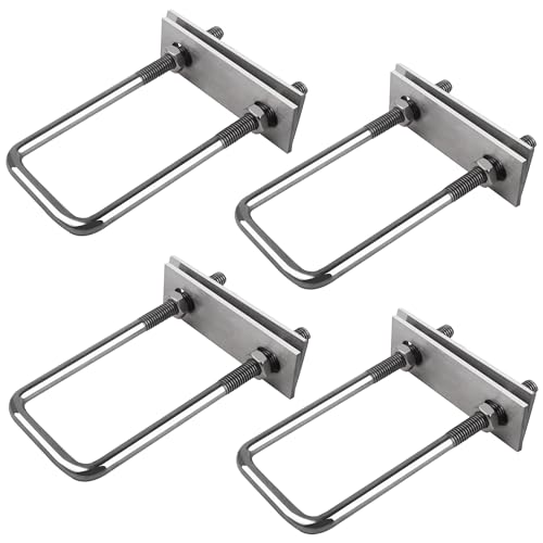 Parafusos em forma de U M8, 8 peças parafusos em U, parafusos em U, parafusos em U quadrados Inox com placa de moldura e porcas, para jardim, instalação de autocaravanas, dispositivos solares fixos
