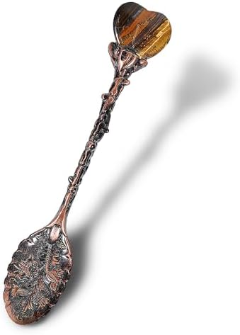 Soulnioi Retro Amethyst Crystal Alloy Metal Coffee Tea Spoon Dessert Spoon Vintage Ice Cream Spoons