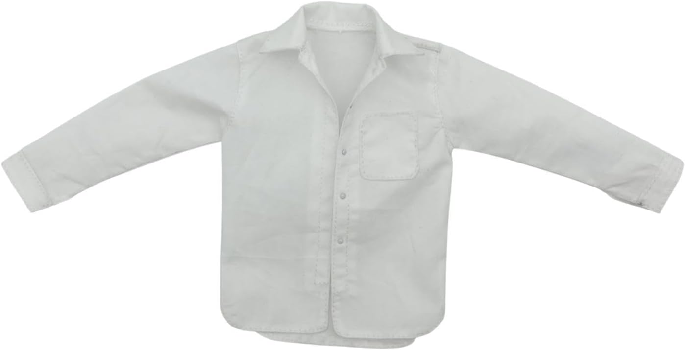 1/6 Scale Men's Casual Shirt Dress Wear-Resistant Figures Costume Accessory for Male Action Figures, White
