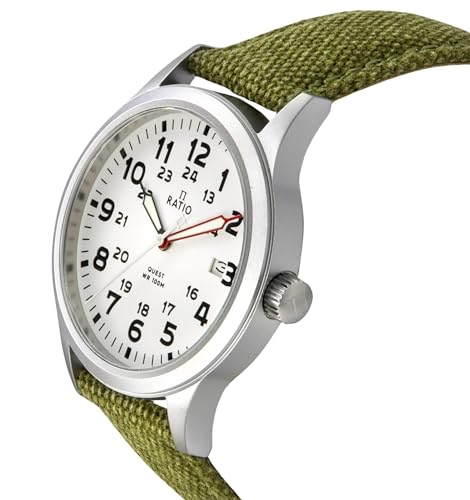 Image of RATIO Field Watch Sapphire Crystal Nylon Strap Easy Reader Casual Watch Japanese Quartz 100m Water Resistant Military Watch for Men