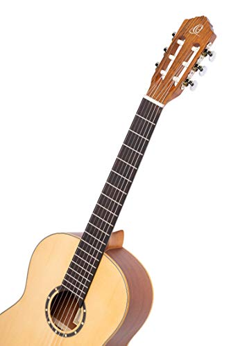 Ortega Guitars 6 String Family Series Full Size Left-Handed Nylon Classical Guitar W/Bag, Spruce Top-Natural-Satin, (R121L) #TOP2