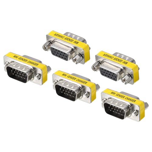 sourcing map VGA Coupler VGA Gender Changer Connector 15 Pin Male to Female VGA Adapter Conversion for Cable Extender, Pack of 5