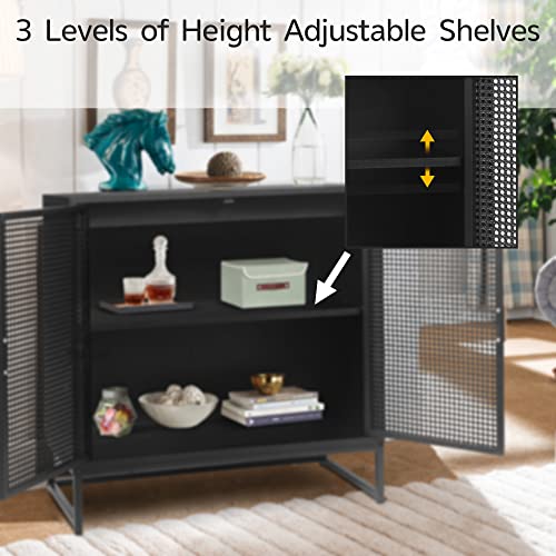 Qhitty Modern Sideboard Buffet Cabinet Set Of 2, Simple Accent Kitchen Storage Cabinet Modern Console Table Tv Stand With Adjustable Shelves For Living Room, Dining Room, Bedroom (Black) #TOP2