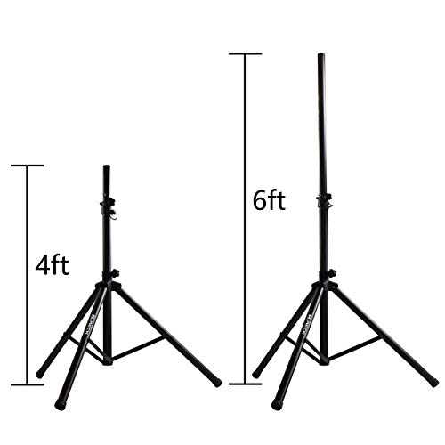 Reck Professional Pa Dj 2 Tripod Speaker Stands,4-6Ft Adjustable Height, 35Mm Compatible Insert, For Stage/Studio Monitor/Home #TOP2