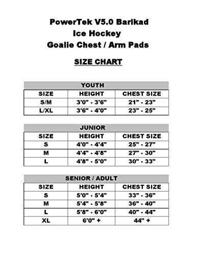 PowerTek V5.0 Barikad Adult Men's Ice Hockey Goalie/Goaltender Chest Arm Pads (Adult Medium)
