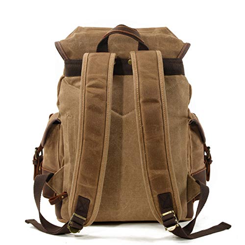 WUDON Waxed Canvas Leather Backpack