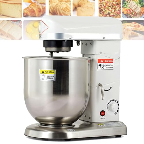 LYDZUSDP Electric Stand Mixer,10L Stainless Steel Mixing Bowl,3 Speeds Commercial Compact Food Mixer,with Mixing Beater,Dough Hook(White)