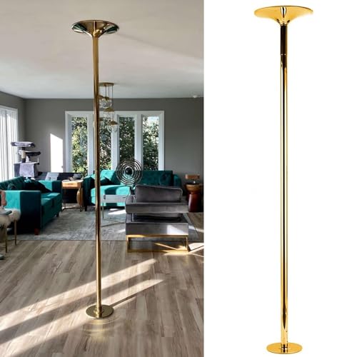 BBHW Gold Portable Dance Pole Kit, Heavy Duty Spinning Steel Pole Apartment Friendly, Living Room/Bedroom/Party Stripper Pole 7.2ft to 12.2ft (Size : 2.2M-2.7M(7.2FT-8.9FT))