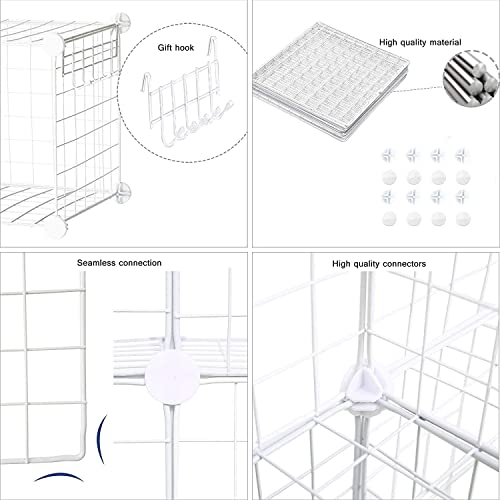 C&Ahome Wire Cube Storage, 8-Cube Organizer Metal C Grids Storage, Storage Bins Shelving, Modular Shelves, Diy Closet Cabinet Ideal For Living Room, Home, Office 24.8" L X 12.4" W X 48.4" H White #TOP5