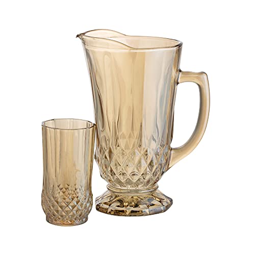 Lyor CJ 7PC JARRA C/6 COPOS VIDRO ROBERTA ÂMBAR 1,25L/260ml