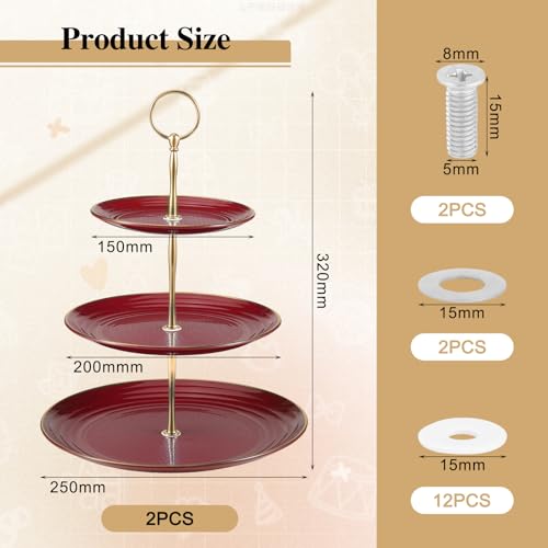 TsunNee 2-Pack 3-Tier Cake Stand Cupcake Holder, Dessert Plates Cakes Fruit Cookie Candy Display Tower Serving Platter, Pastry Tiered Serving Tray for Wedding Birthday Tea Party Chiristmas - Image 7