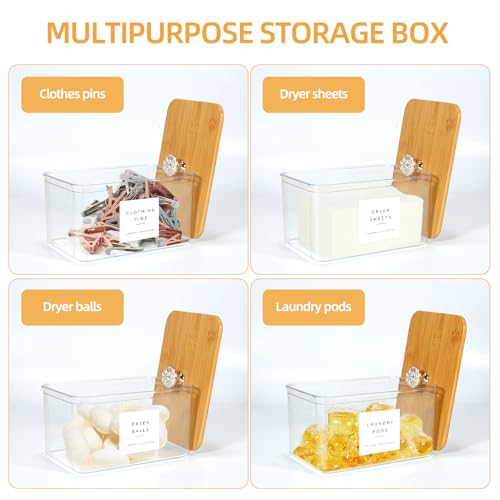POLRAI 3 Pack Laundry Room Organization Storage Containers 2 Half Gallon Laundry Pod Containers and Dryer Sheet Holder with Lids and Labels for Laundry Detergent Laundry Pods Dry Sheet Organizing - Thumbnail 5