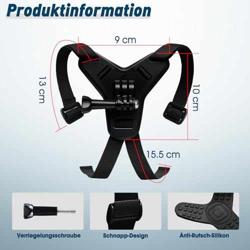 Zazafolora Motorradhelm Kinnhalterung Bike Helmhalterung mit rutschfestem Silikon kompatibel mit GoPro Hero 13/12/11/10/9/8/7/6/5, DJI Osmo Action 5/4/3, Insta360 X5/X4/X3, AKASO Action Kamera