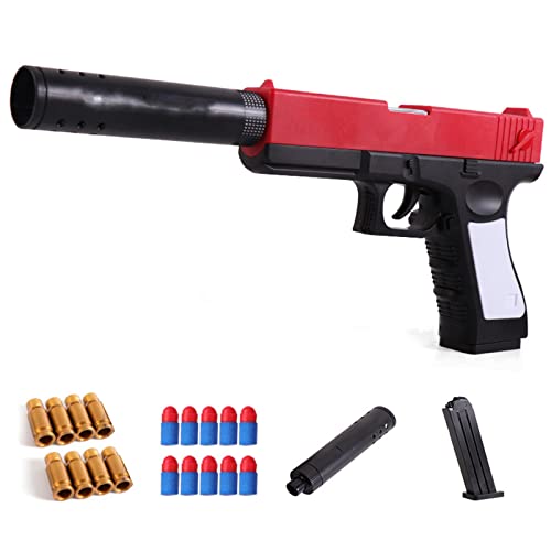MUSJOS Shell Ejection Soft Bullet Toy Gun,Toy Guns That Look Real,Soft Bullet Gun,Manual Loading, Exercise Children's Hand-Eye Coordination (Red)