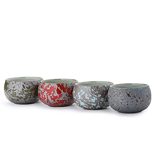 Mqjzsh Ceramic Teacup, Chinese And Japanese Kung Fu Teacup, Four-Piece Tea Set, Handmade Teacup (R,G,Dg,B1) #TOP7