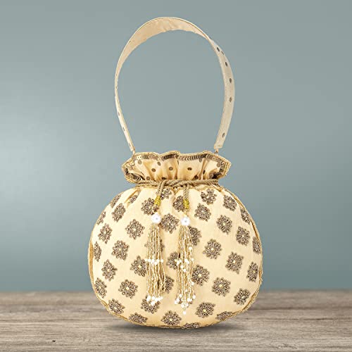 Aheli Indian Potli Bags For Women Evening Bag Clutch Ethnic Bride Purse With Drawstring (P23G) #TOP1