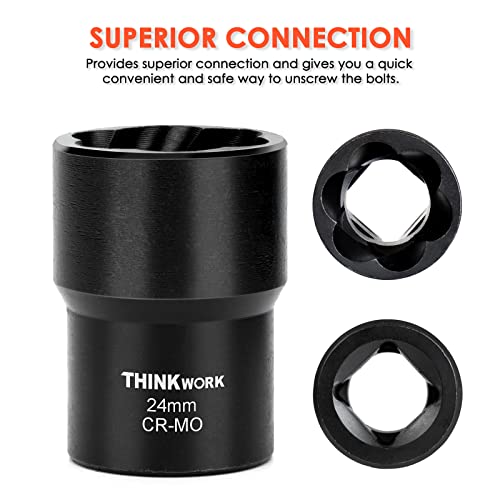 THINKWORK Removedor de porcas, 13 peças de kit de remoção de trava de roda para remoção de parafusos