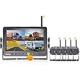 Yakry YA27S HD 1080P Digital Wireless 4 Backup Camera for RVs/Trailers/Trucks/Motorhomes/5th Wheels 7''Monitor with Highway Monitoring System IP69K Waterproof Super Night Vision