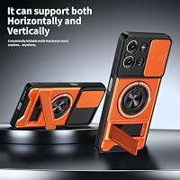 YSONCHAN Handyhülle für Motorola Moto G75 5G, Stoßfeste Schutzhülle mit Objektivdeckel, 360° Drehbarer Ringständer, Anti-Fingerabdruck Hülle. Orange – Ansicht 8