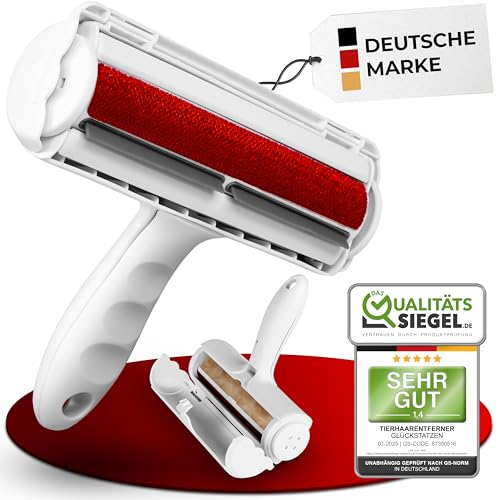 GLÜCKSTATZEN Tierhaarentferner & Fusselbürste für Hunde- und Katzenhaare – Wiederverwendbarer Haarentferner für Sofa, Auto, Teppich & Bett –...
