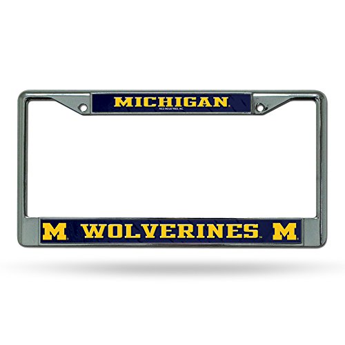 Rico Industries NCAA Michigan Wolverines 12 x 6 Silver Chrome Frame W Decal Insert Car/Truck/SUV Auto Accessory