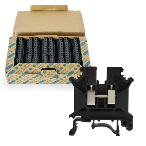 100pcs Black UK-5N Din Rail Wire Terminal Blocks Ground Wide Application for 800V 41A 24-10AWG 4mm Electrical Distribution Box Connector Screw Solar Power System Project PLC Industrial Control