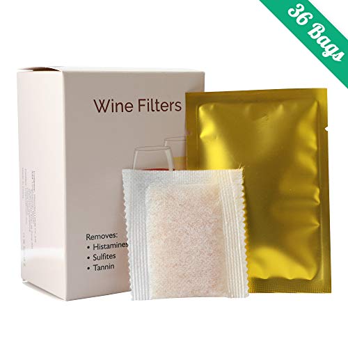 Trobing Wine Filter (36 Bags), Removes Sulfites Histamines and Tannin, No More Wine