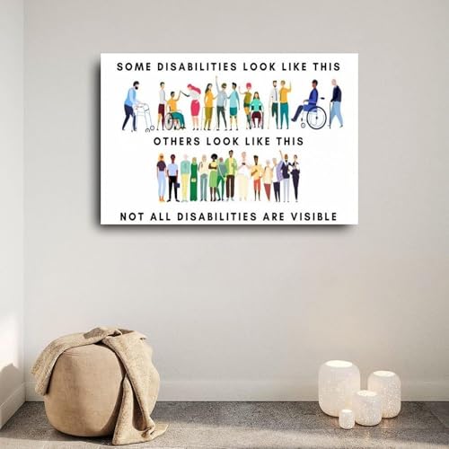 Disability Inclusion Poster, Not All Disabilities Are Visible, Empathy and Understanding Wall Art for Workplace(Unframed,16x24inch(40x60cm)) [2]