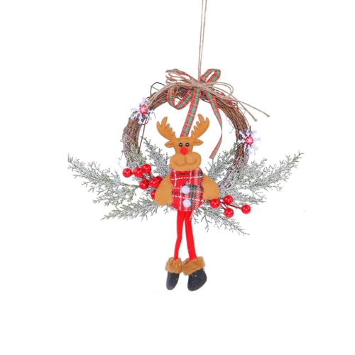 WeihnachtenDeko Türkranz, 35cm Weihnachtskranz Elch Tür Kranz...