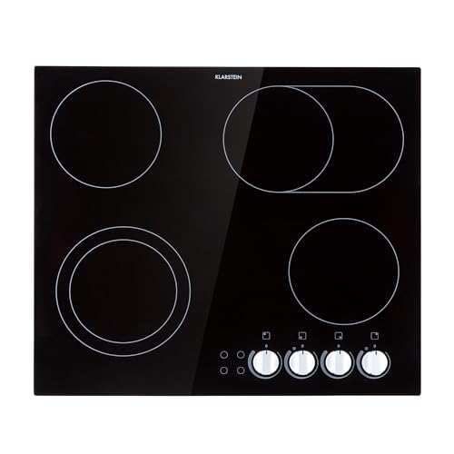 Klarstein Glaskeramik-Kochfeld, Einbaugerät mit 4 Kochzonen, 6100 W, modernes Glaskeramik-Kochfeld mit 4 Kochzonen, Einbau-Keramik-Kochfeld