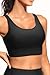 Yonique Women Sports Bra Bikini Top Only Swim Bra Athletic Swim Top Scoop Neck Bathing Suit Top Black S
