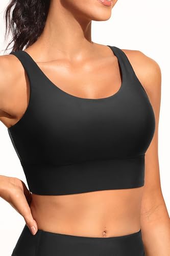 Yonique Women Sports Bra Bikini Top Swim Bra Athletic Swim Top Scoop Neck Bathing Suit3