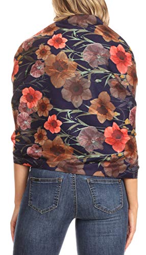 Sakkas Oria Women's Soft Lightweight Colorful Printed Shawl Scarf Wrap Stole2